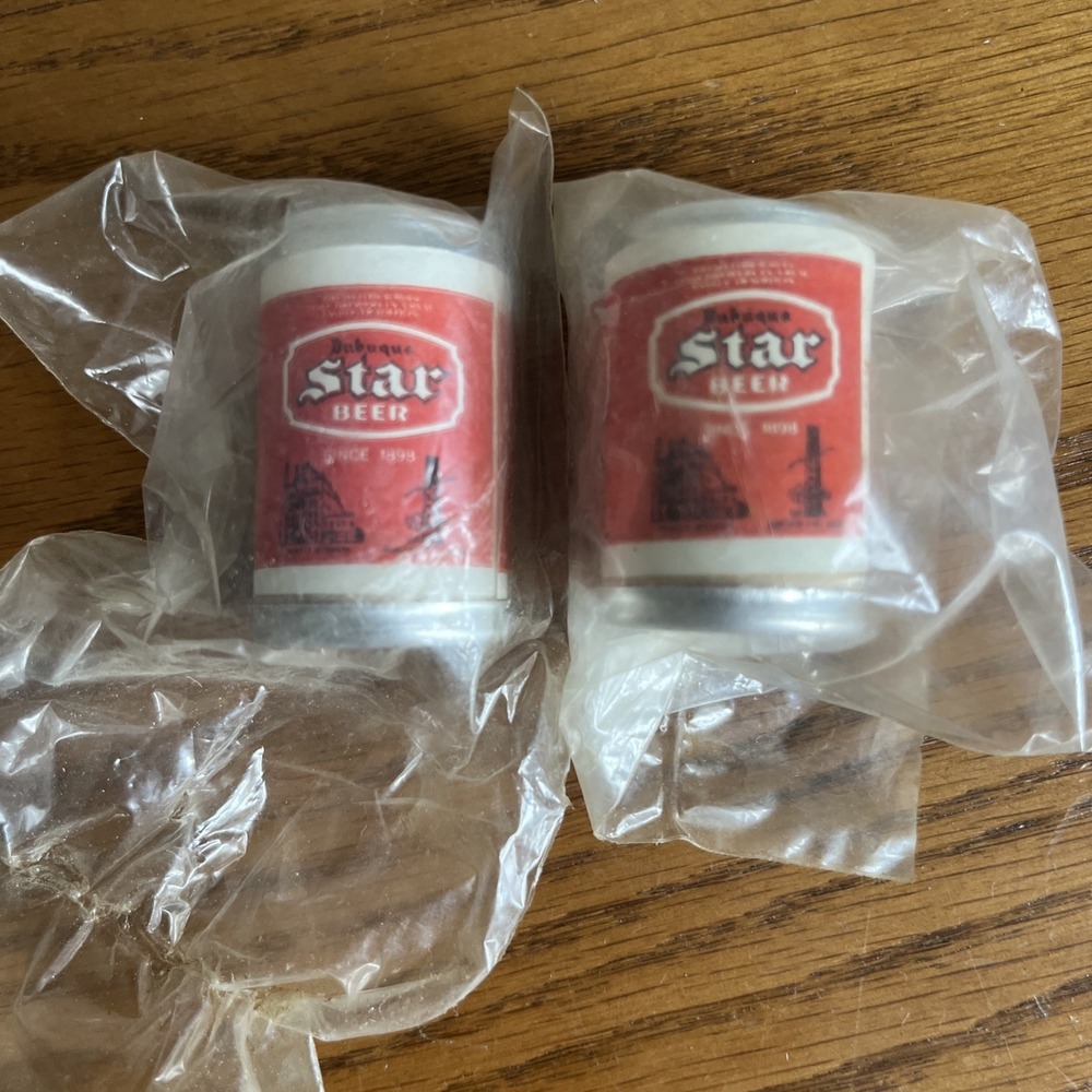 Vintage Mini Beer Can Salt & Pepper Shaker Set Dubuque Star Beer  NOS Rare